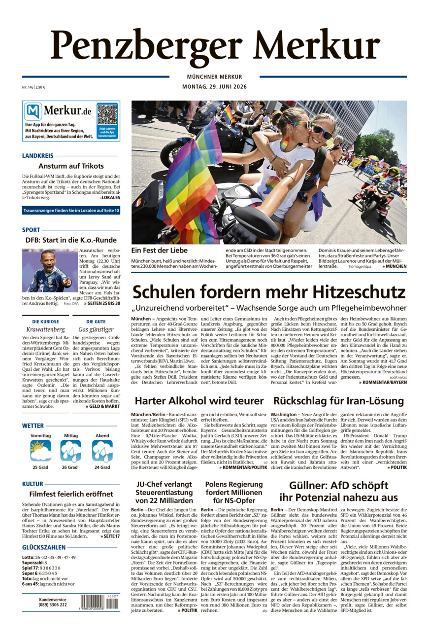 Penzberger Merkur vom Montag, 29.06.2026
