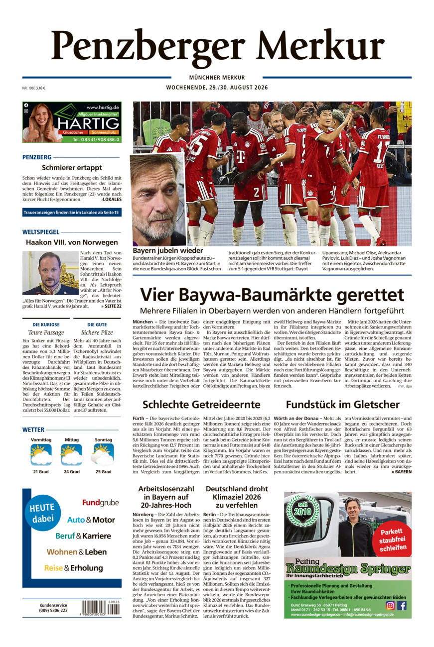 Penzberger Merkur vom Samstag, 29.08.2026