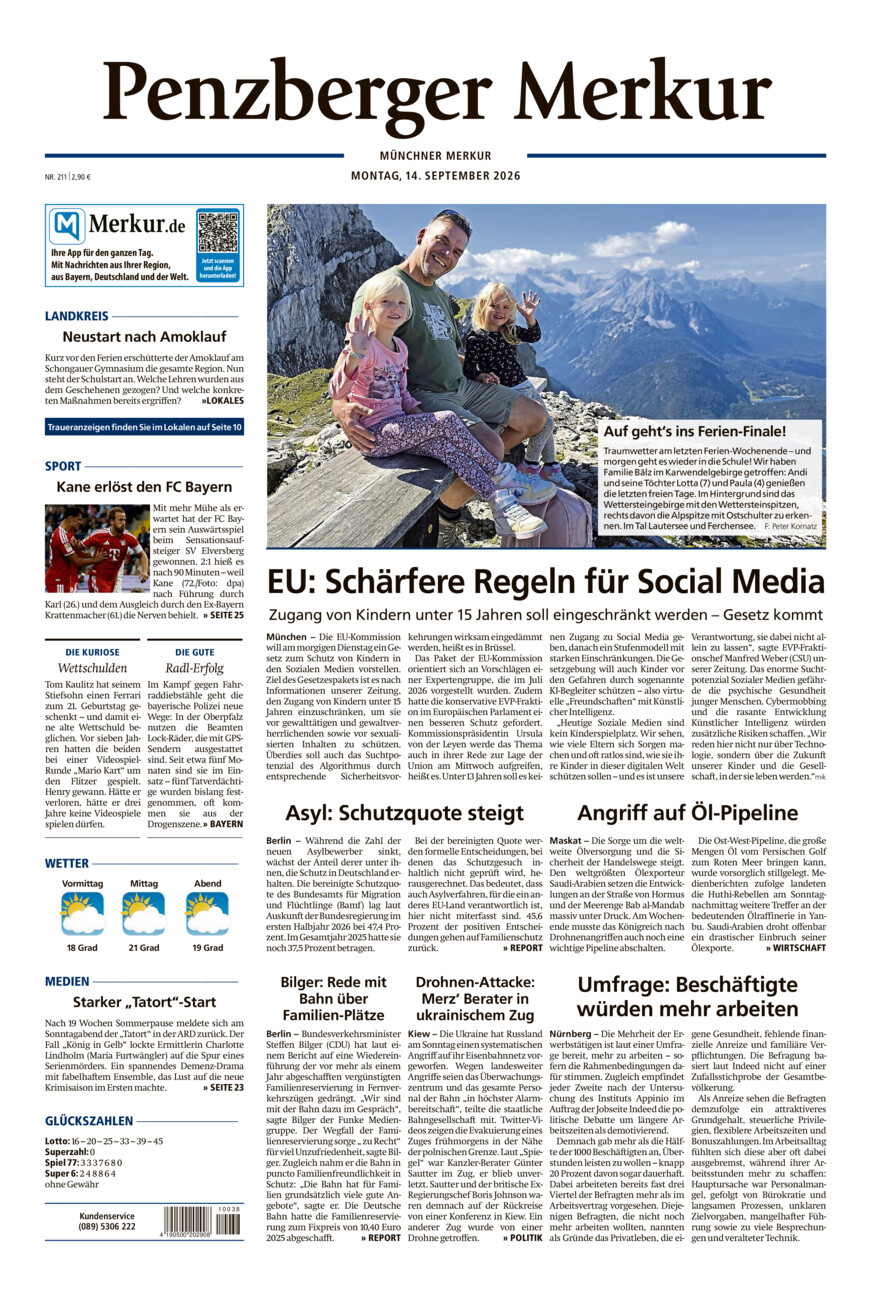 Penzberger Merkur vom Montag, 14.09.2026