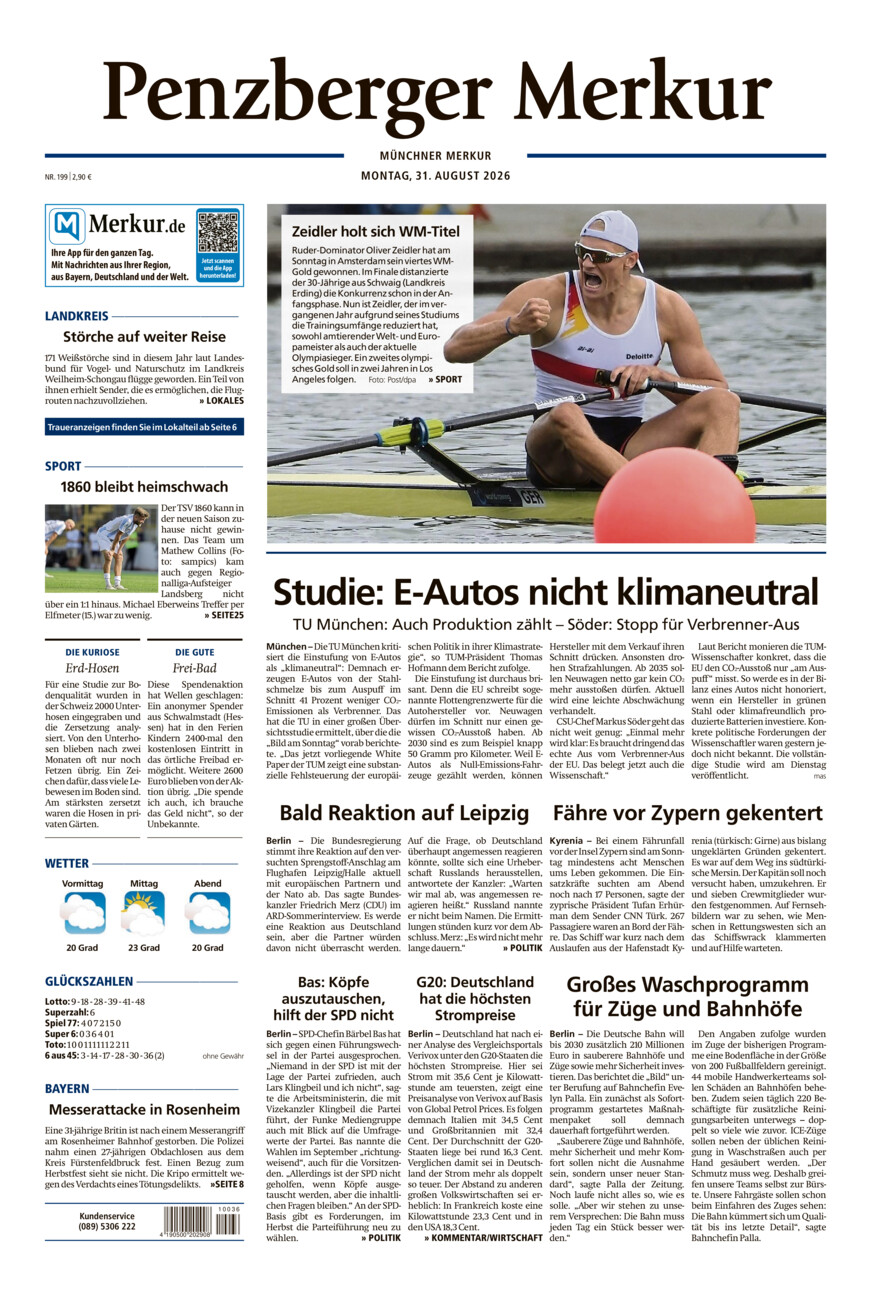 Penzberger Merkur vom Montag, 31.08.2026