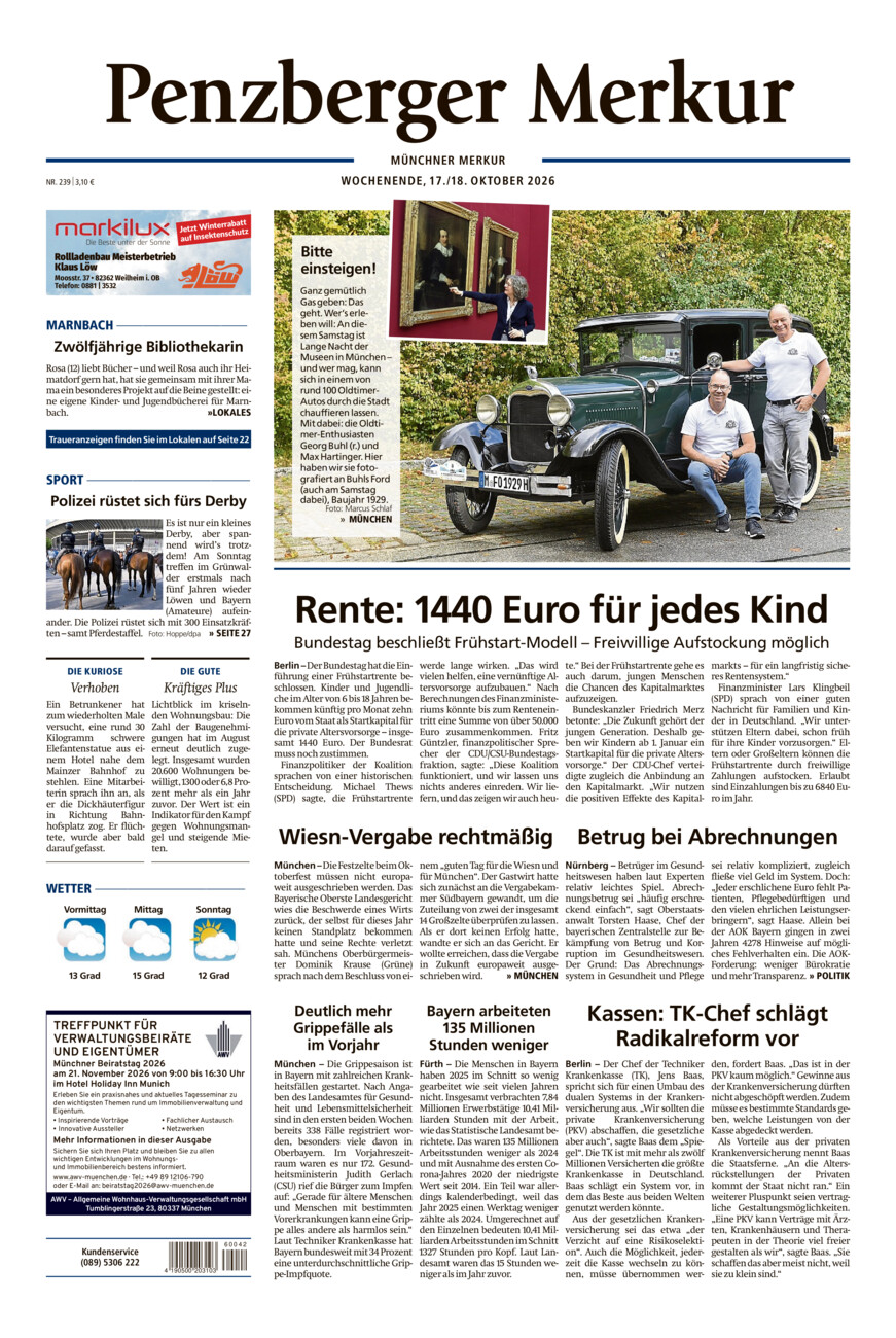 Penzberger Merkur vom Samstag, 17.10.2026