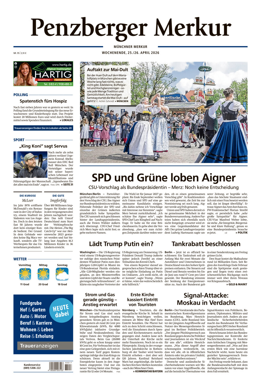 Penzberger Merkur vom Samstag, 25.04.2026