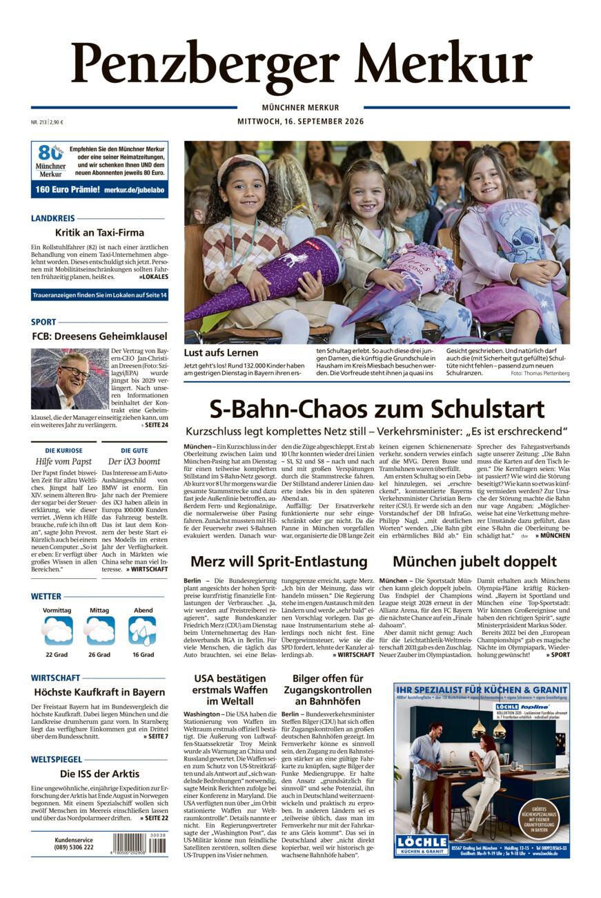 Penzberger Merkur vom Mittwoch, 16.09.2026
