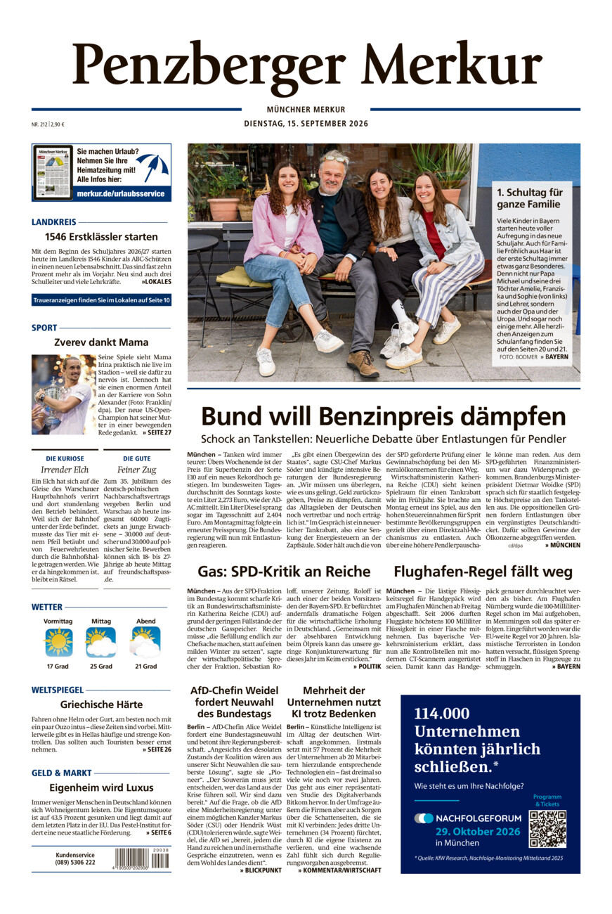 Penzberger Merkur vom Dienstag, 15.09.2026