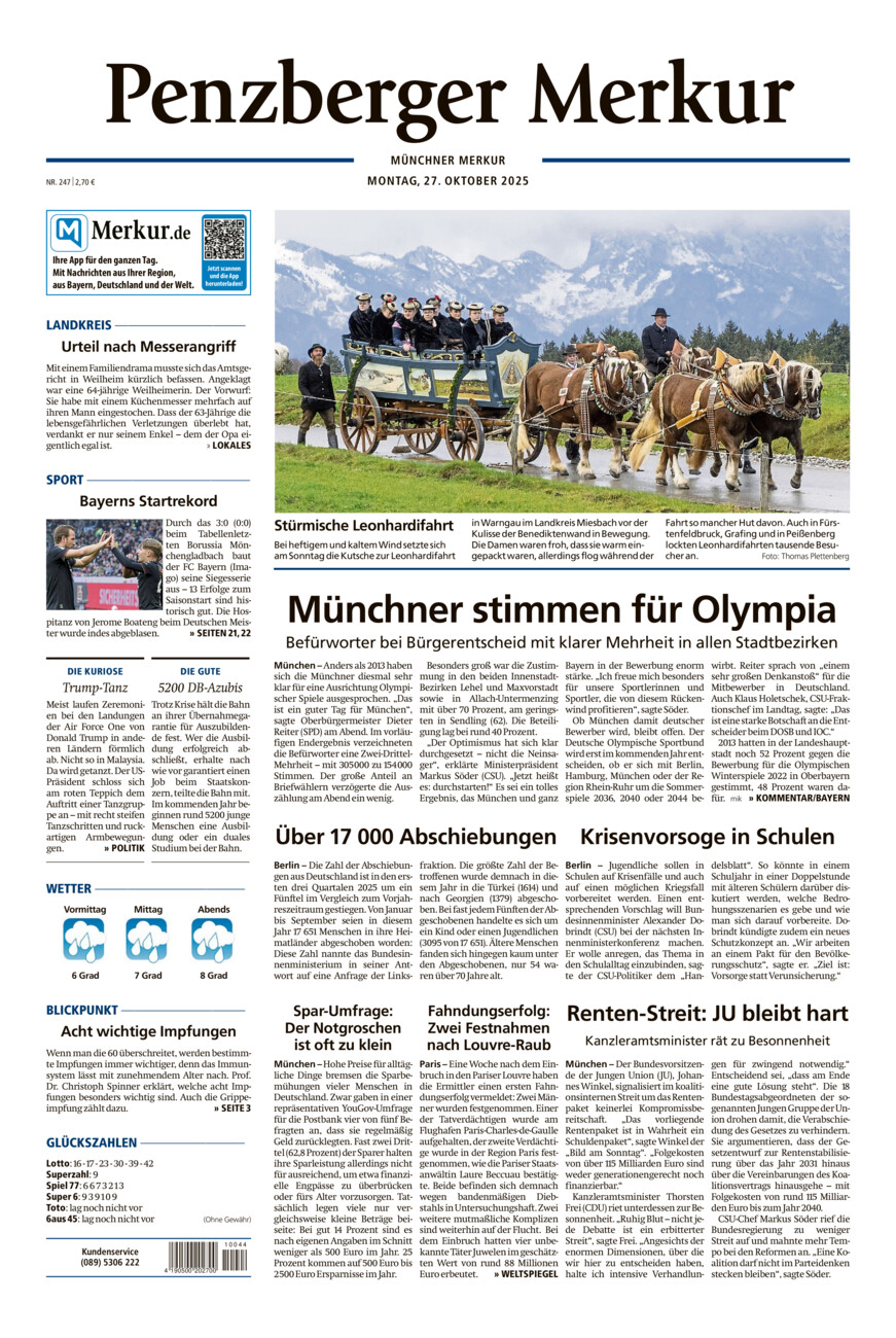 Penzberger Merkur vom Montag, 27.10.2025