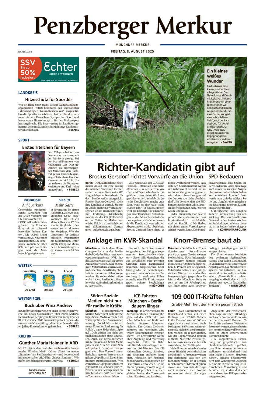 Penzberger Merkur vom Freitag, 08.08.2025