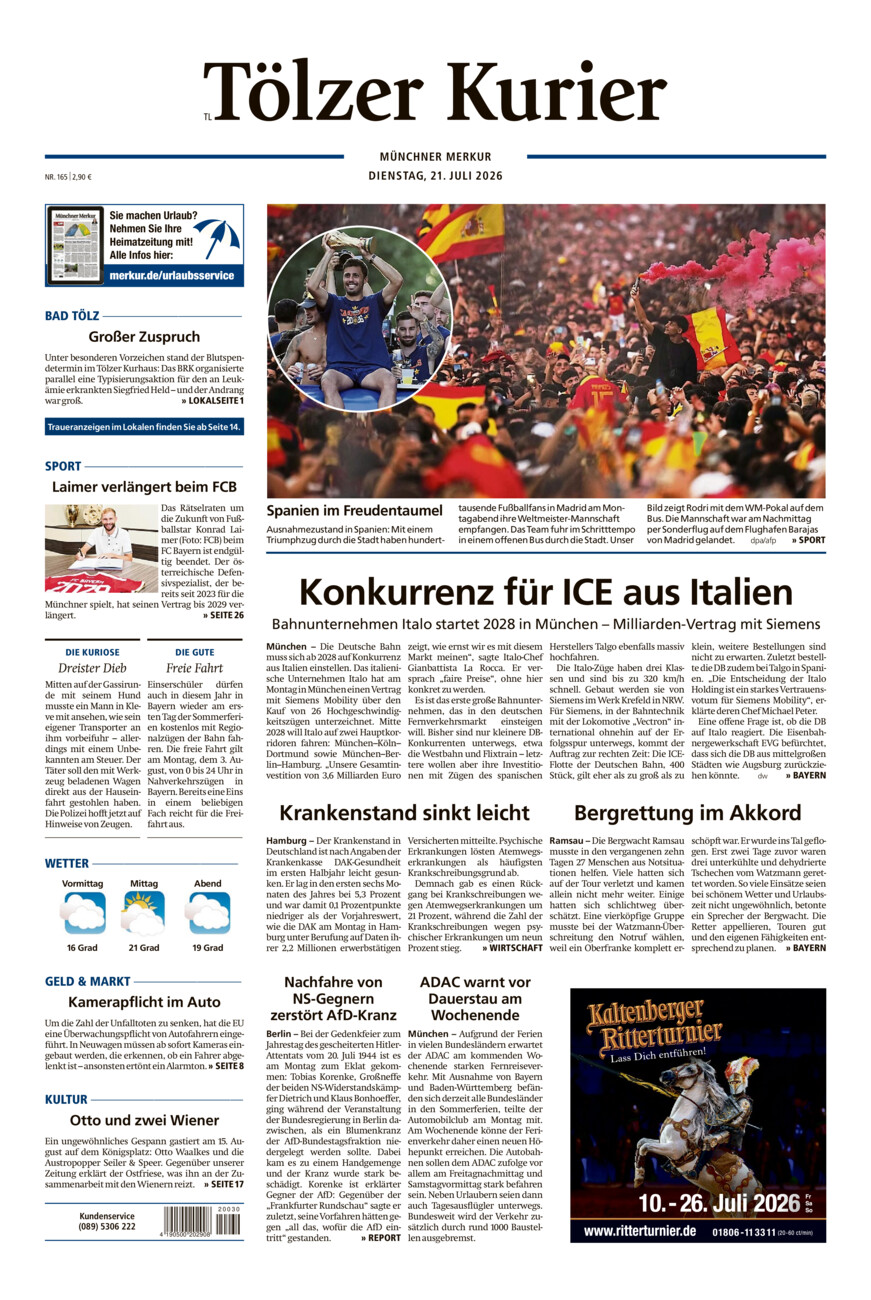 Tölzer Kurier - Loisachtal (TL) vom Dienstag, 21.07.2026