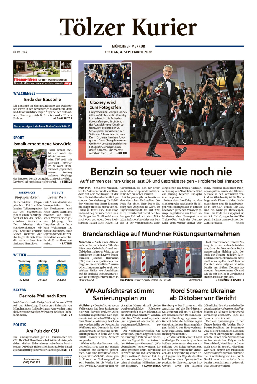 Tölzer Kurier - Loisachtal (TL) vom Freitag, 04.09.2026