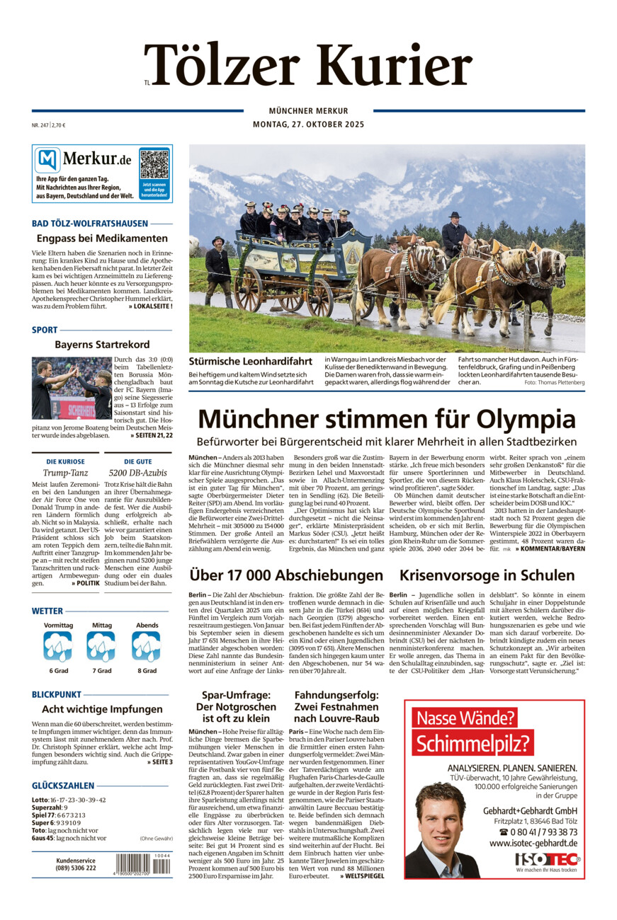 Tölzer Kurier - Loisachtal (TL) vom Montag, 27.10.2025