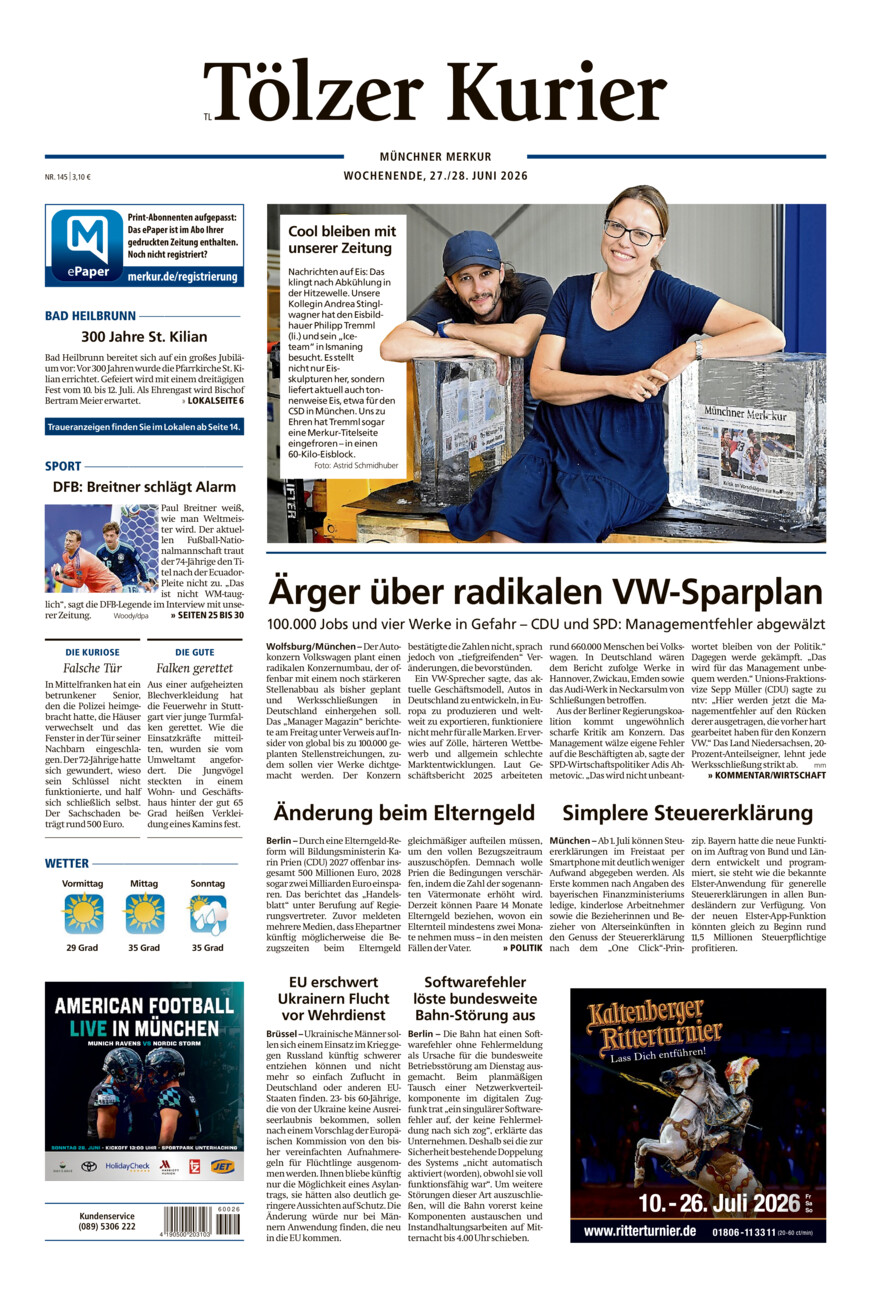 Tölzer Kurier - Loisachtal (TL) vom Samstag, 27.06.2026