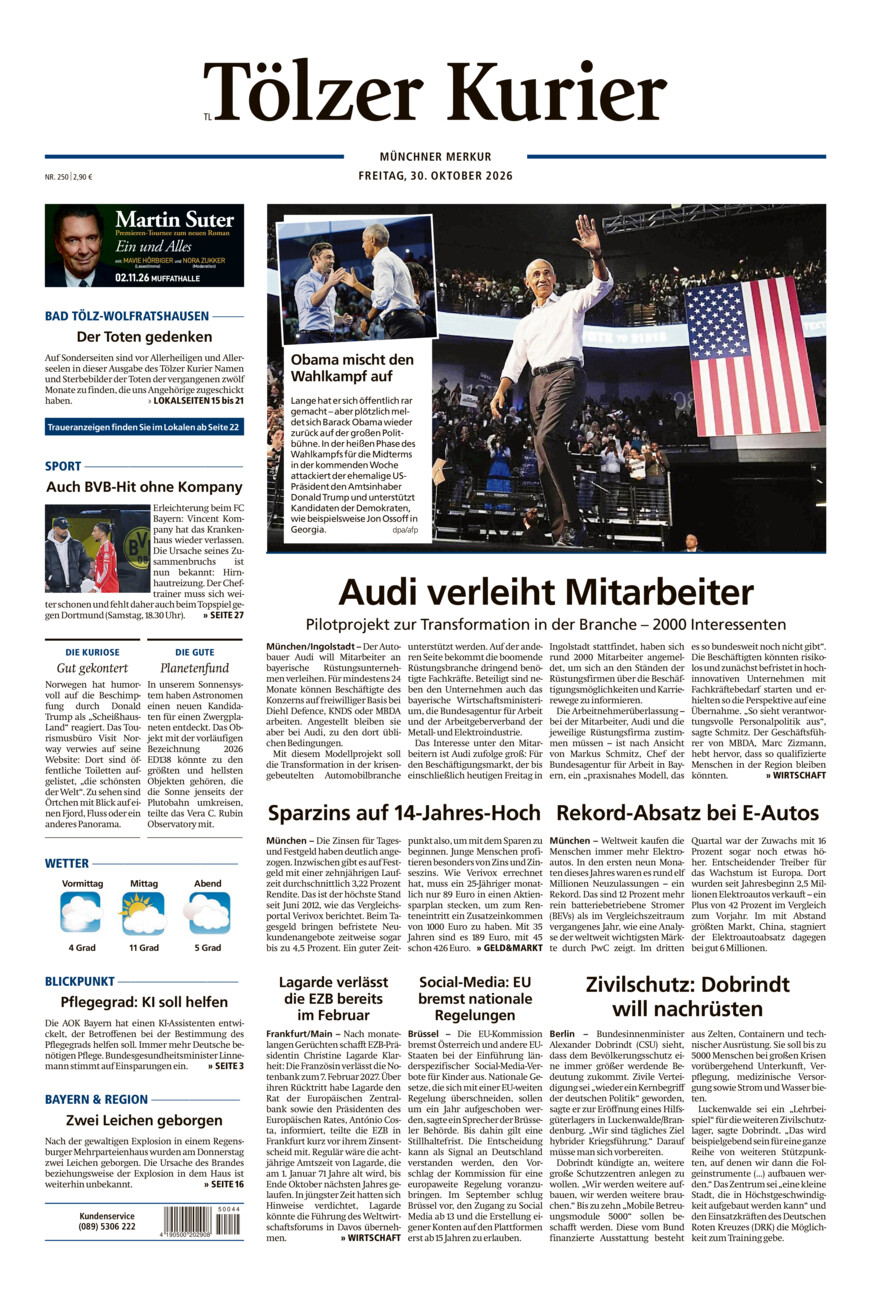 Tölzer Kurier - Loisachtal (TL) vom Freitag, 30.10.2026