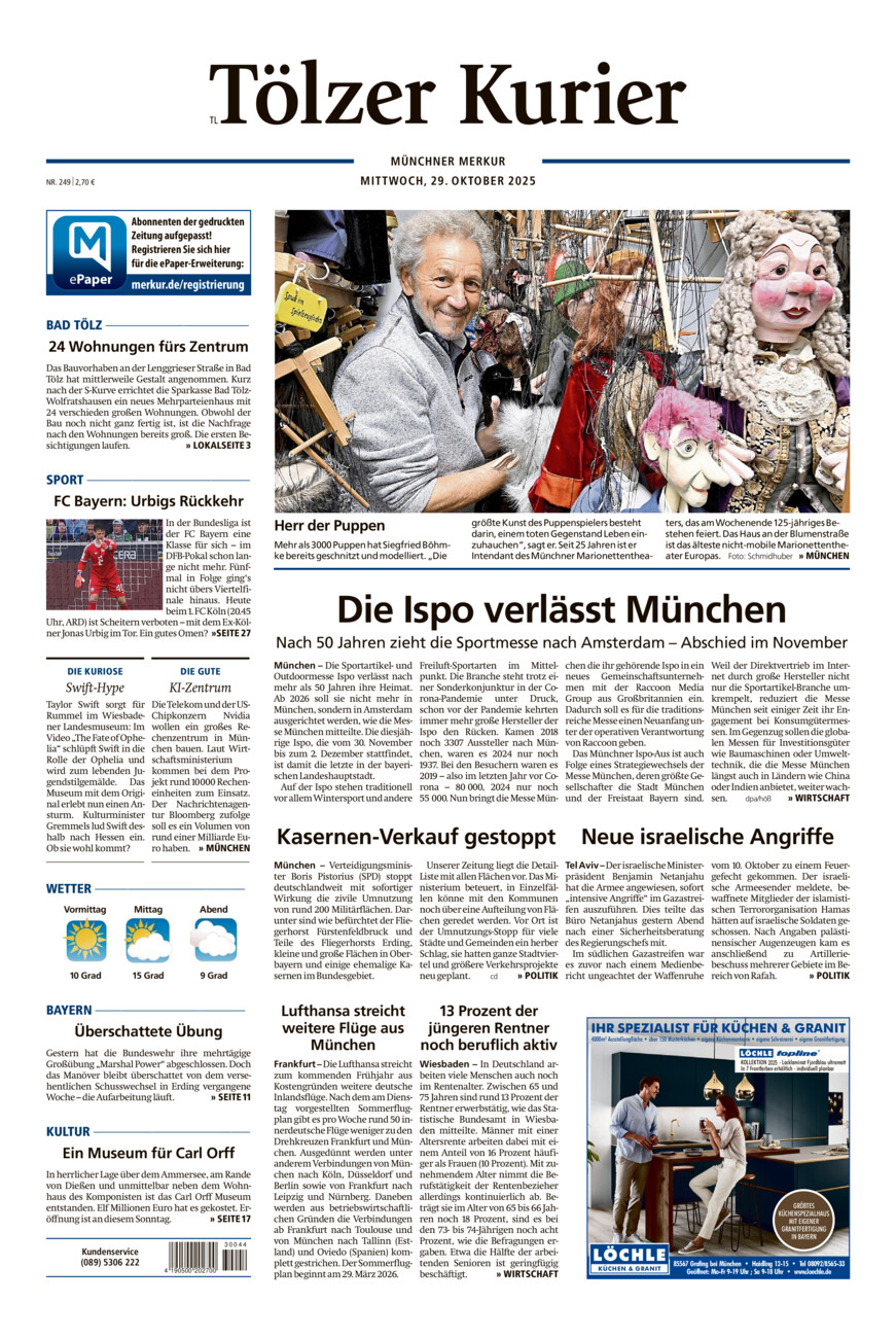 Tölzer Kurier - Loisachtal (TL) vom Mittwoch, 29.10.2025