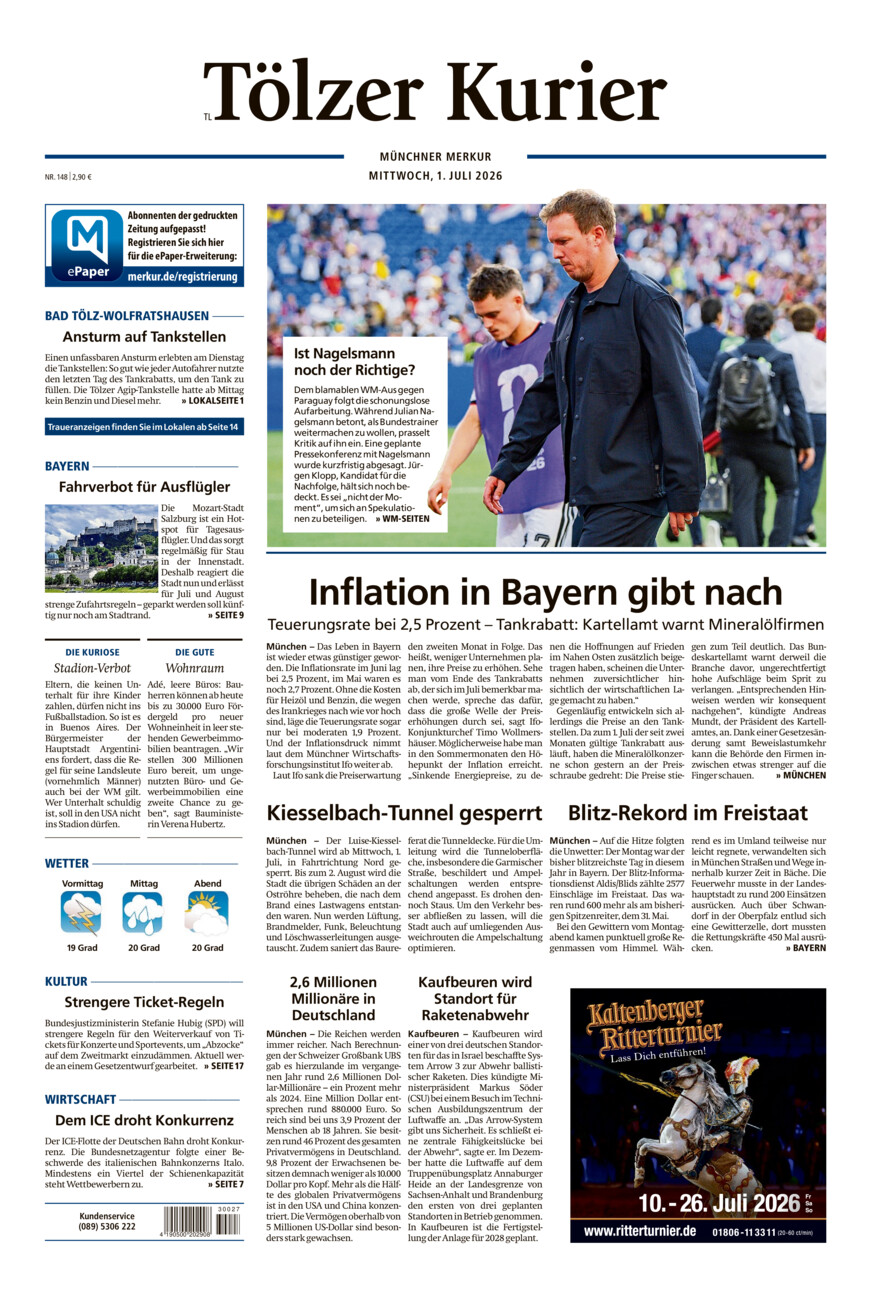 Tölzer Kurier - Loisachtal (TL) vom Mittwoch, 01.07.2026