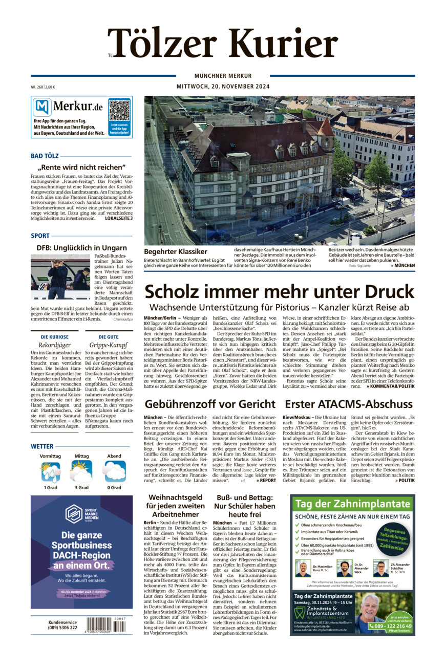 Tölzer Kurier - Loisachtal (TL) vom Mittwoch, 20.11.2024