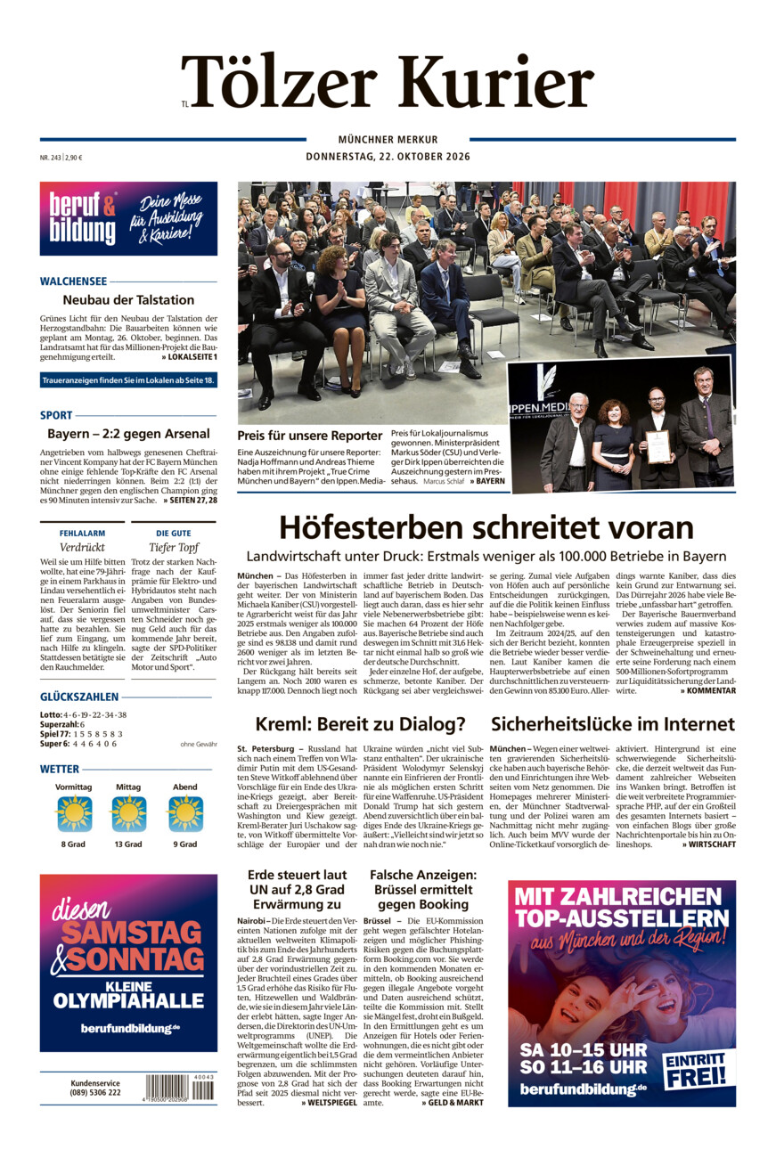 Tölzer Kurier - Loisachtal (TL) vom Donnerstag, 22.10.2026