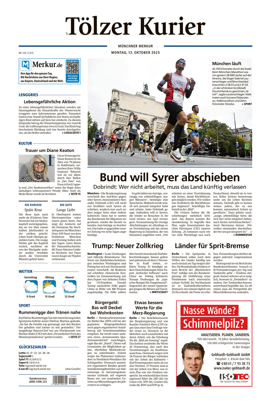 Tölzer Kurier - Loisachtal (TL) vom Montag, 13.10.2025