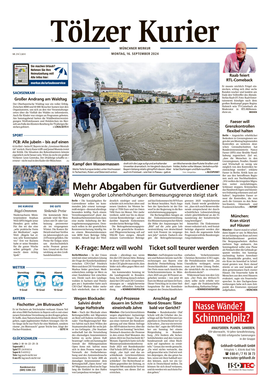 Tölzer Kurier - Loisachtal (TL) vom Montag, 16.09.2024