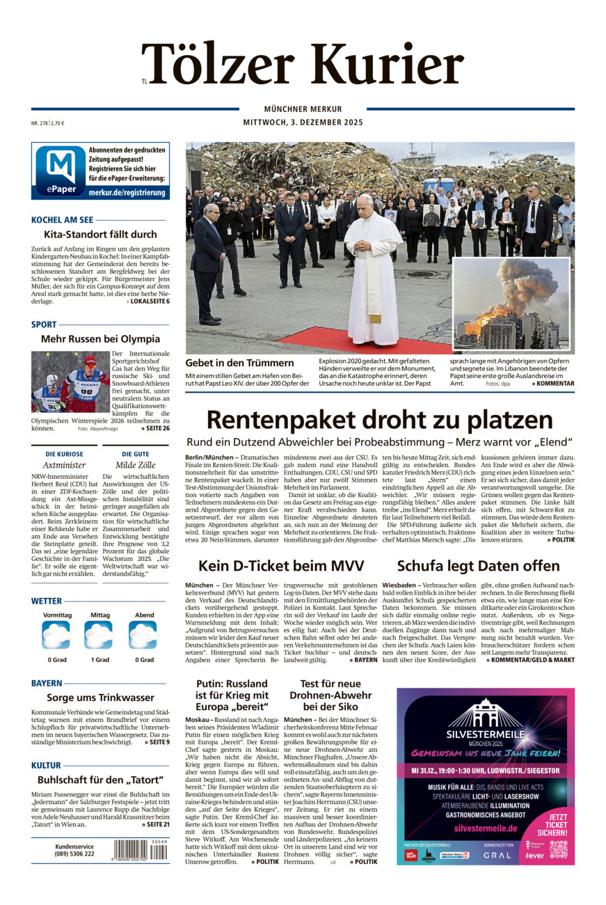 Tölzer Kurier - Loisachtal (TL) vom Mittwoch, 03.12.2025