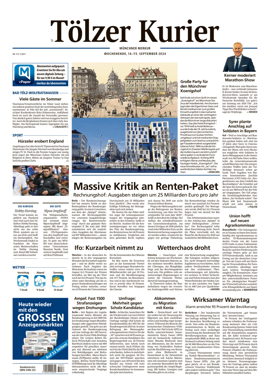 Tölzer Kurier - Loisachtal (TL) vom Samstag, 14.09.2024