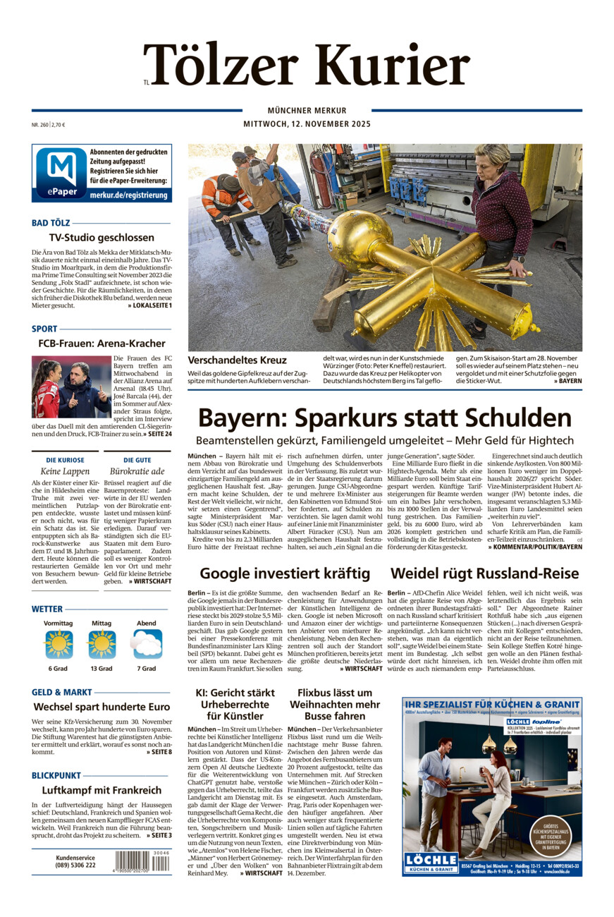 Tölzer Kurier - Loisachtal (TL) vom Mittwoch, 12.11.2025
