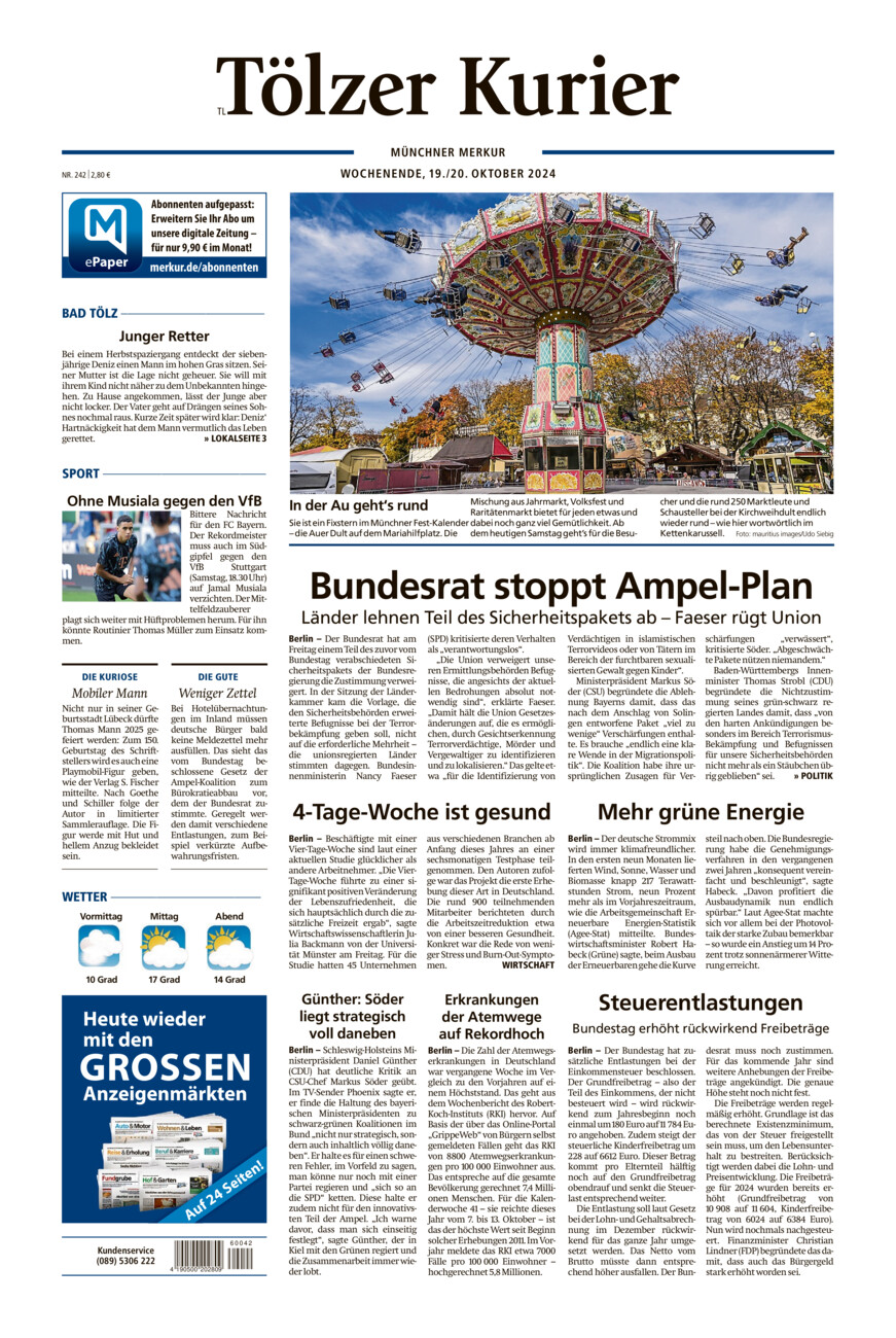 Tölzer Kurier - Loisachtal (TL) vom Samstag, 19.10.2024