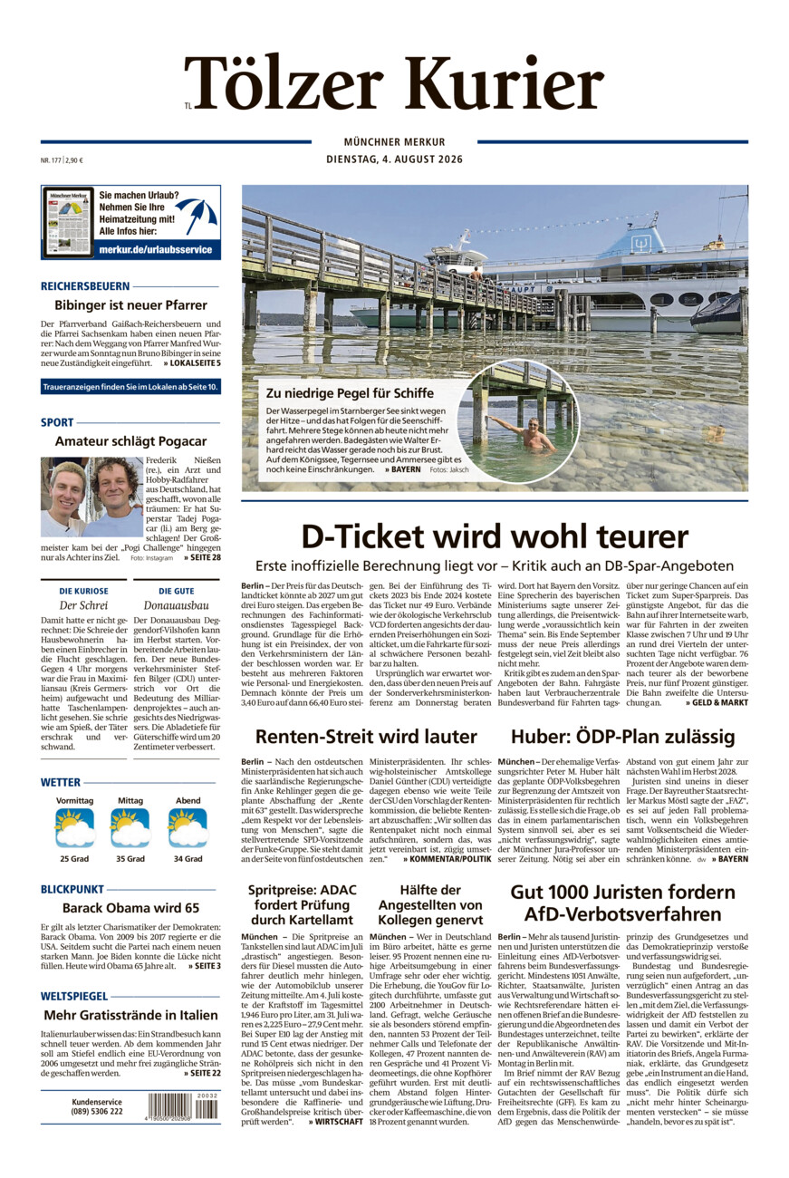 Tölzer Kurier - Loisachtal (TL) vom Dienstag, 04.08.2026