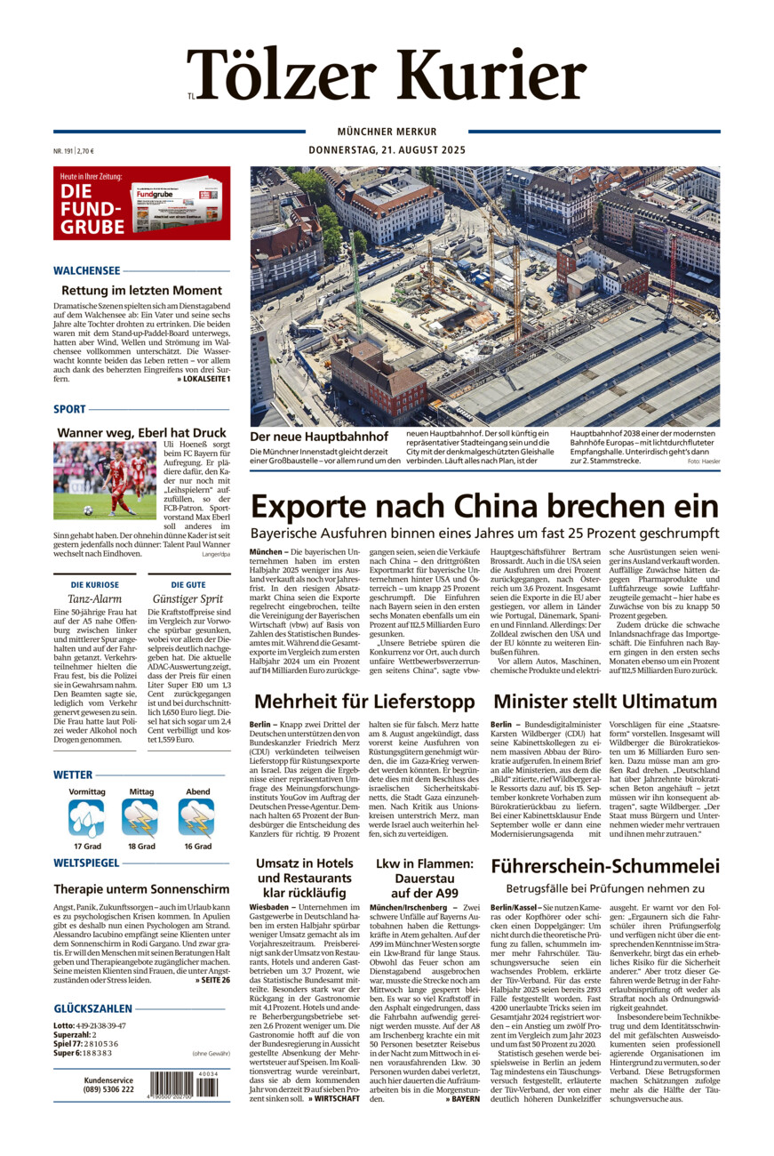 Tölzer Kurier - Loisachtal (TL) vom Donnerstag, 21.08.2025
