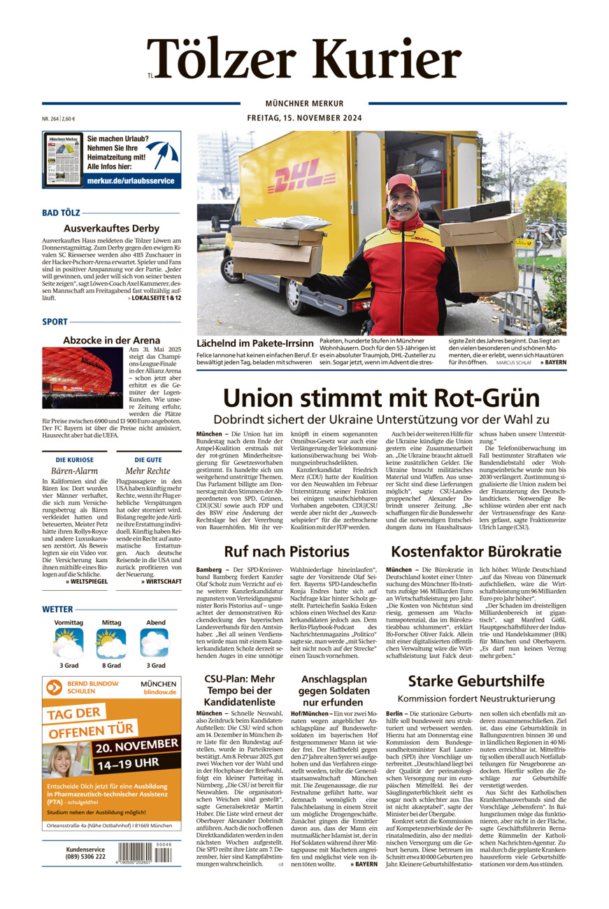 Tölzer Kurier - Loisachtal (TL) vom Freitag, 15.11.2024