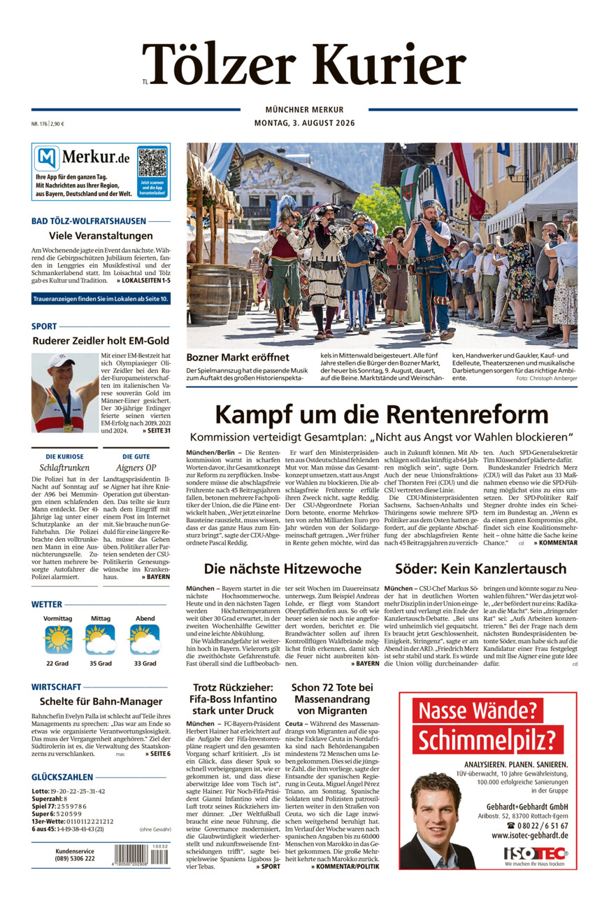 Tölzer Kurier - Loisachtal (TL) vom Montag, 03.08.2026