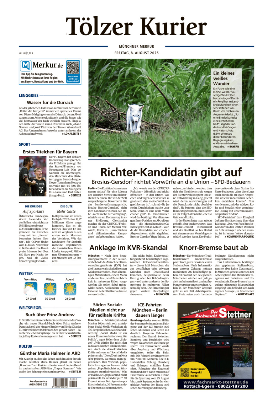 Tölzer Kurier - Loisachtal (TL) vom Freitag, 08.08.2025