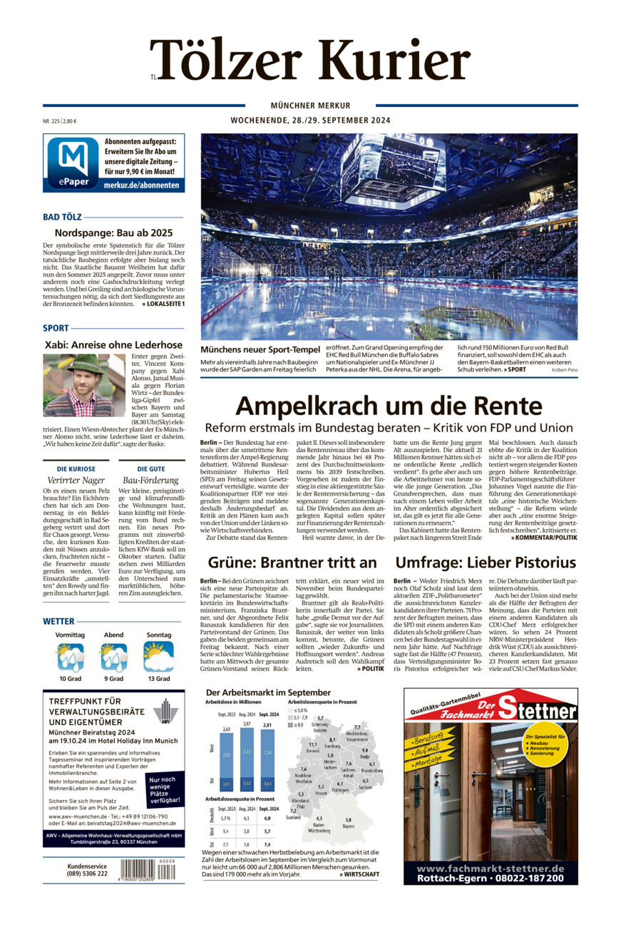 Tölzer Kurier - Loisachtal (TL) vom Samstag, 28.09.2024