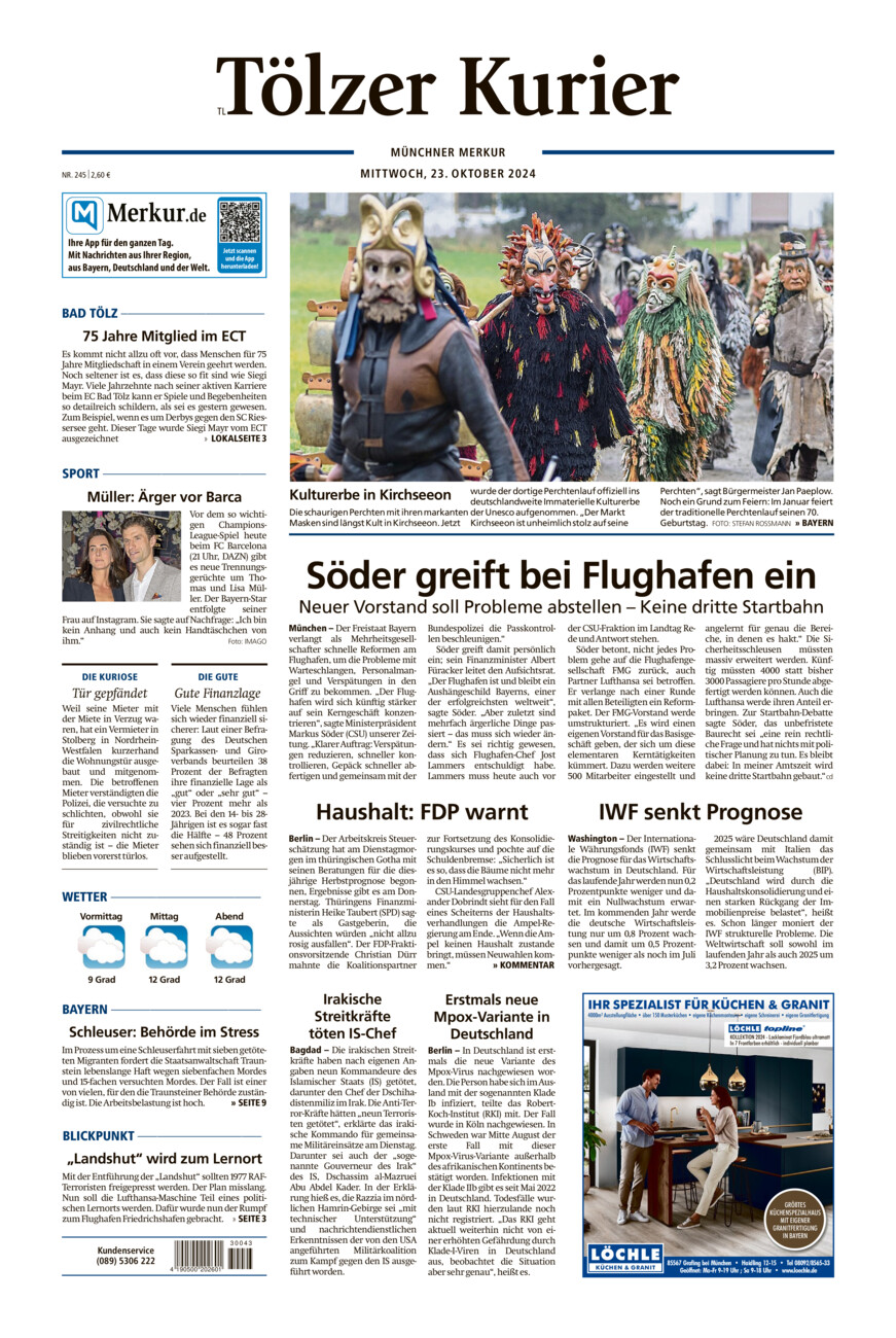 Tölzer Kurier - Loisachtal (TL) vom Mittwoch, 23.10.2024