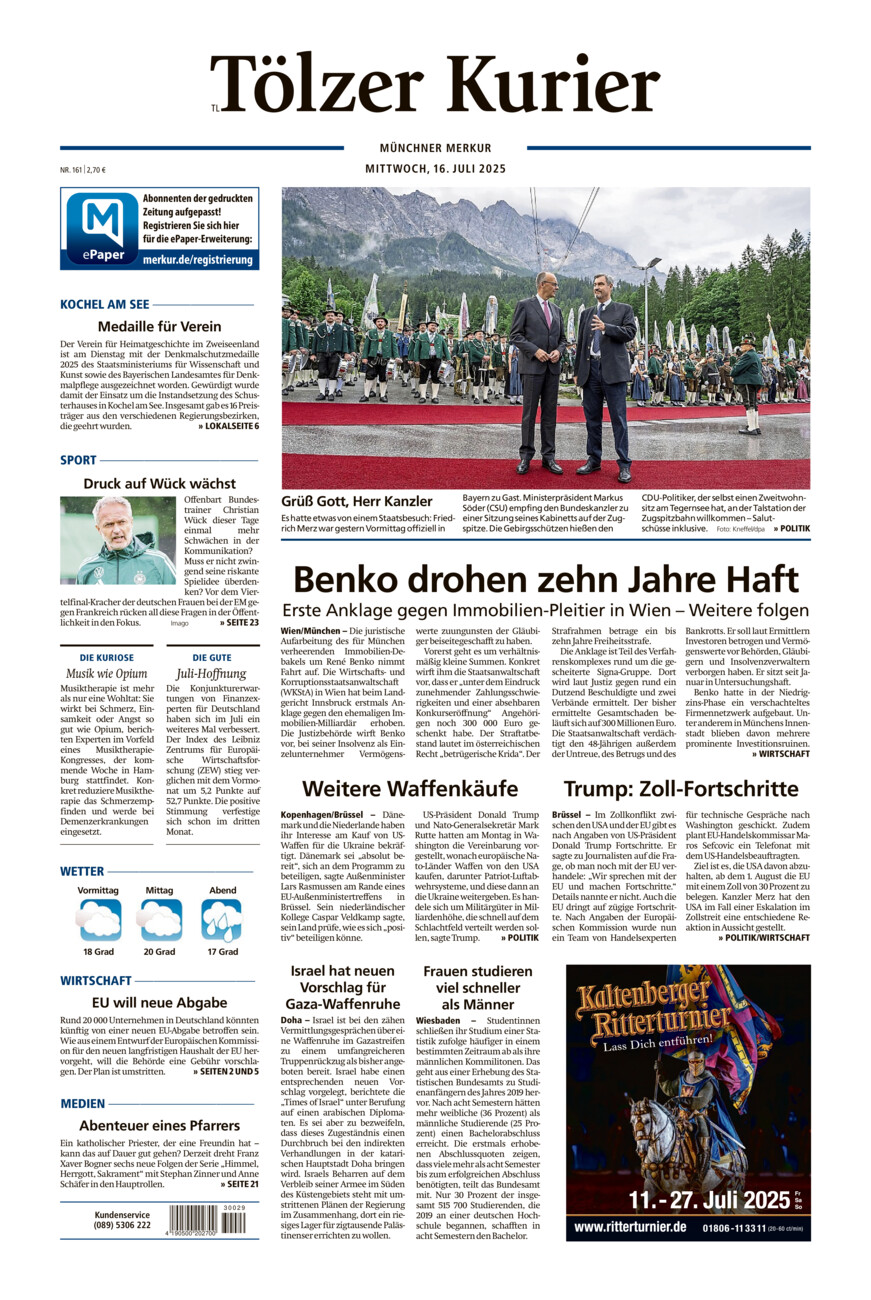 Tölzer Kurier - Loisachtal (TL) vom Mittwoch, 16.07.2025