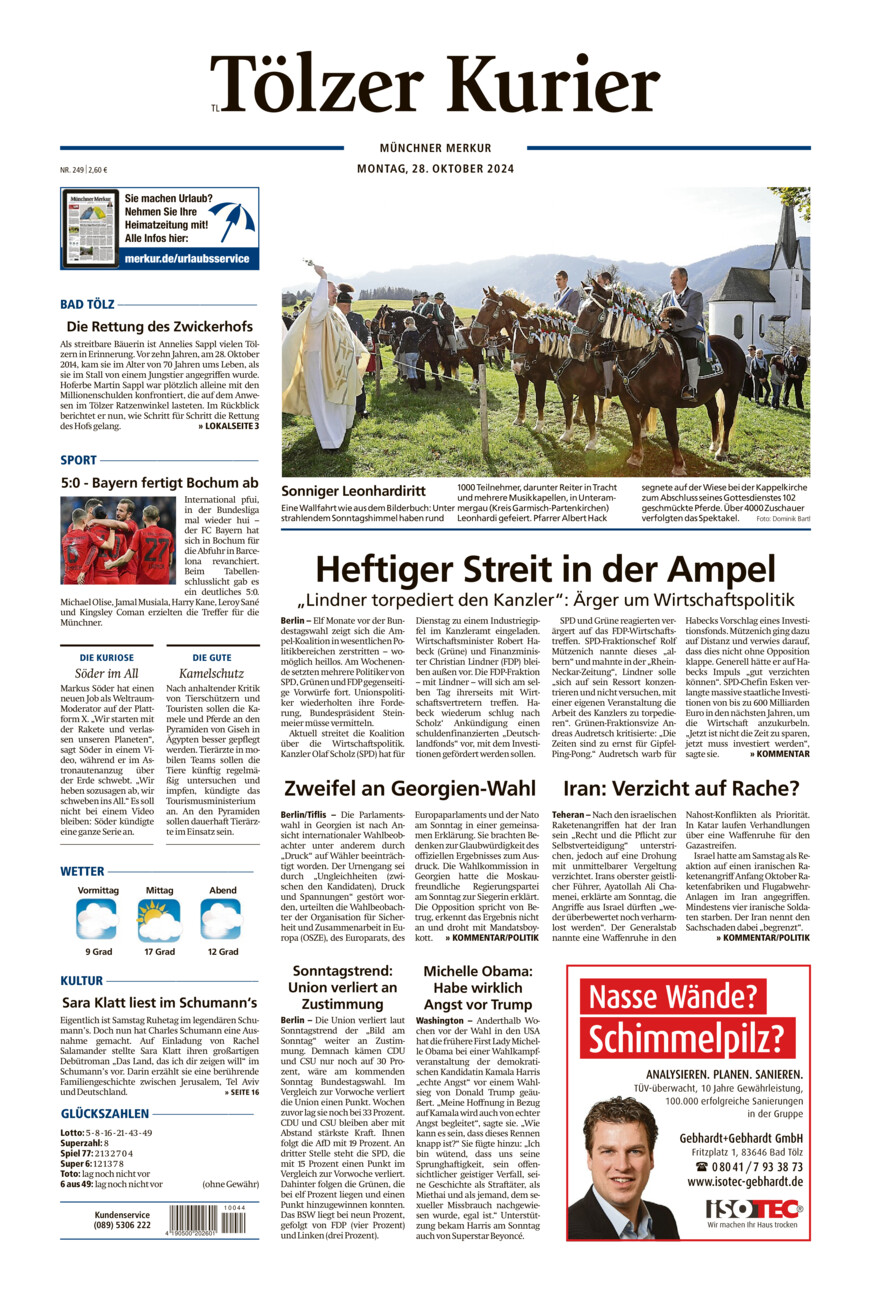 Tölzer Kurier - Loisachtal (TL) vom Montag, 28.10.2024