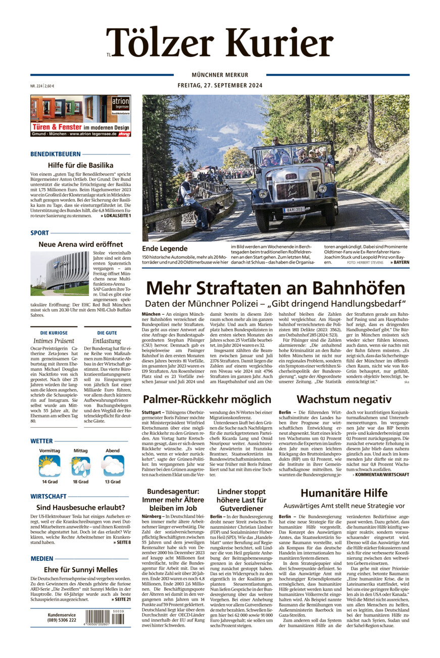 Tölzer Kurier - Loisachtal (TL) vom Freitag, 27.09.2024