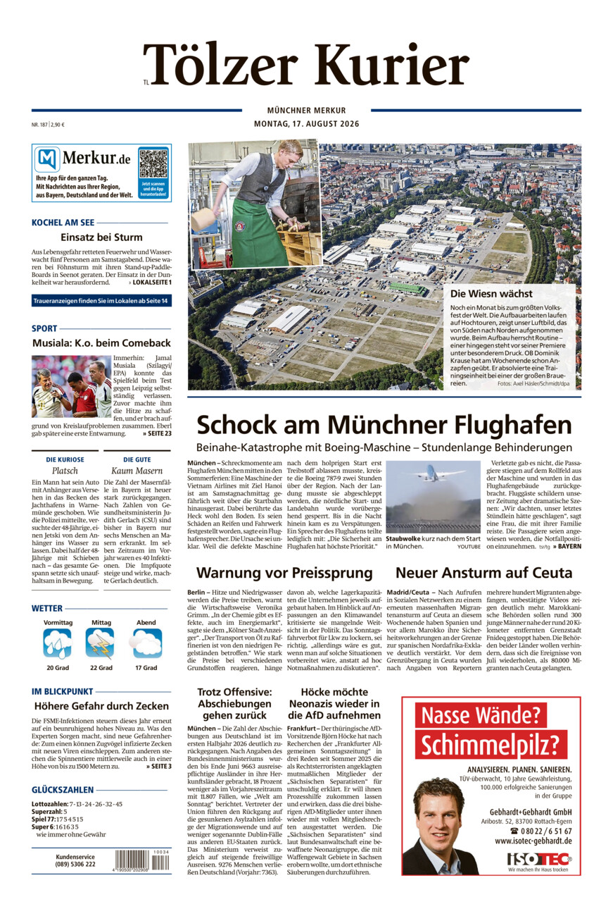 Tölzer Kurier - Loisachtal (TL) vom Montag, 17.08.2026