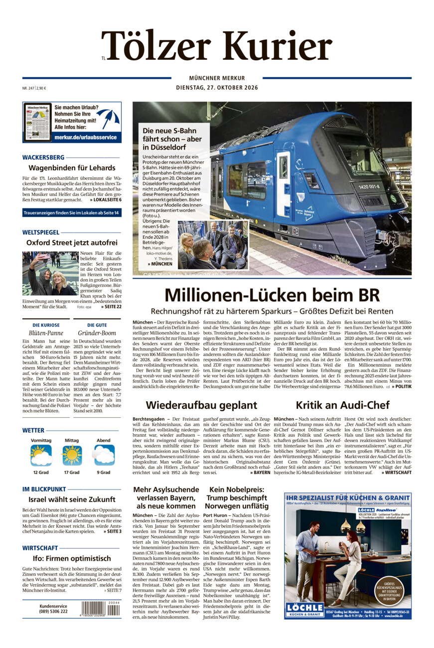 Tölzer Kurier - Loisachtal (TL) vom Dienstag, 27.10.2026
