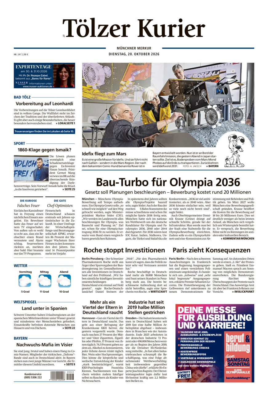 Tölzer Kurier - Loisachtal (TL) vom Dienstag, 20.10.2026