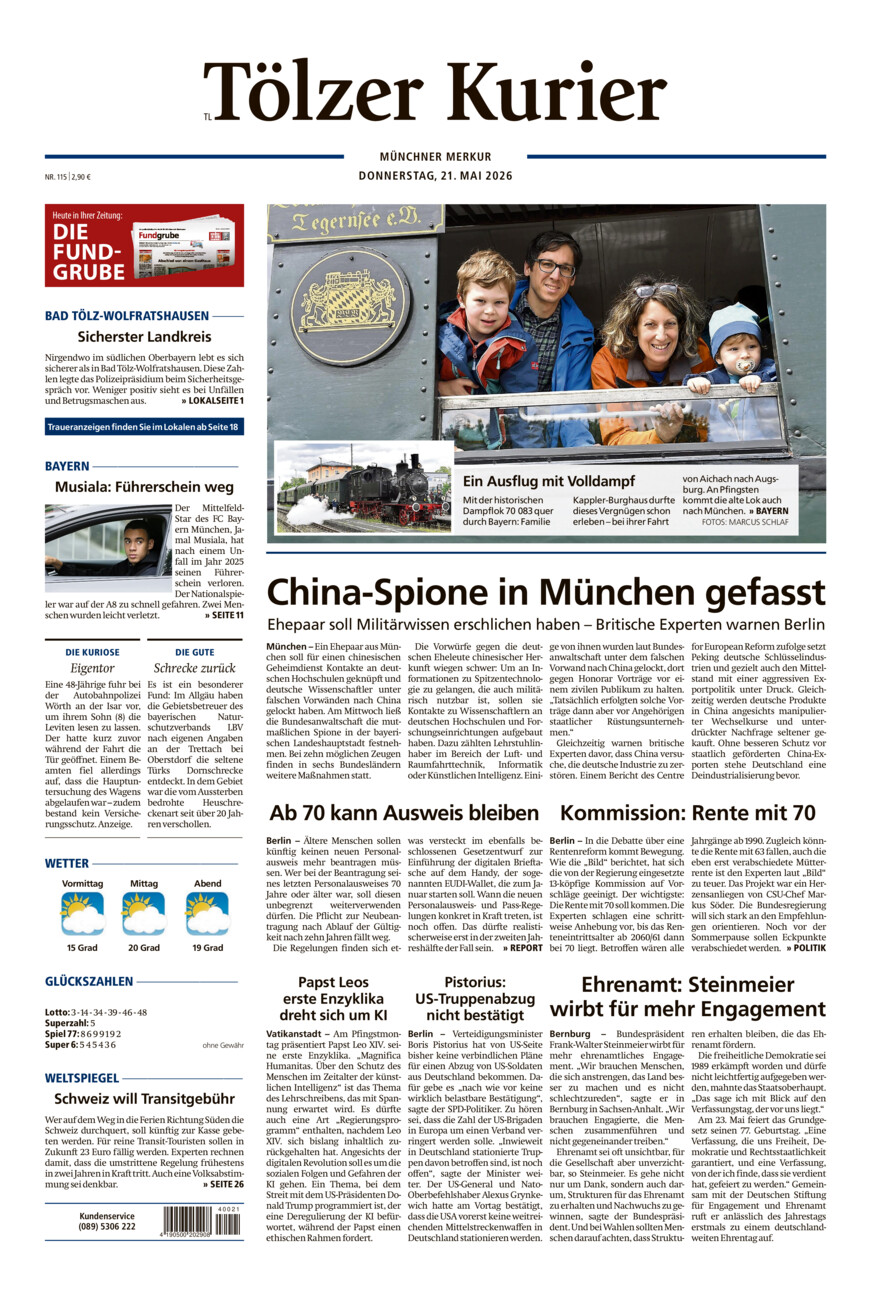 Tölzer Kurier - Loisachtal (TL) vom Donnerstag, 21.05.2026