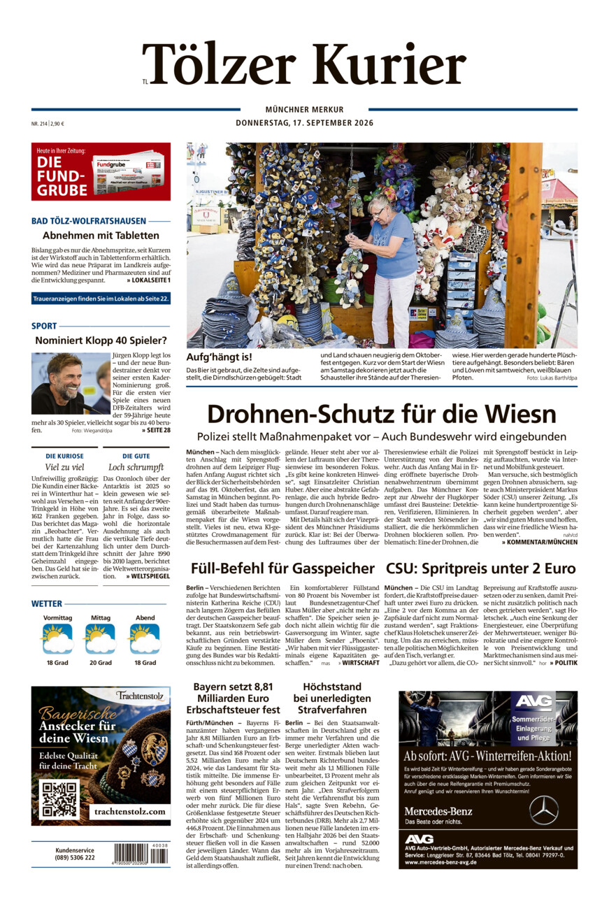 Tölzer Kurier - Loisachtal (TL) vom Donnerstag, 17.09.2026
