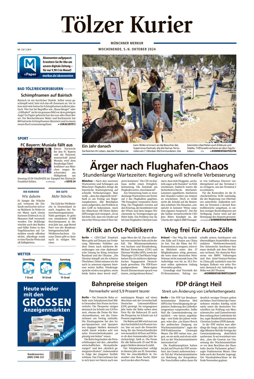 Tölzer Kurier - Loisachtal (TL) vom Samstag, 05.10.2024