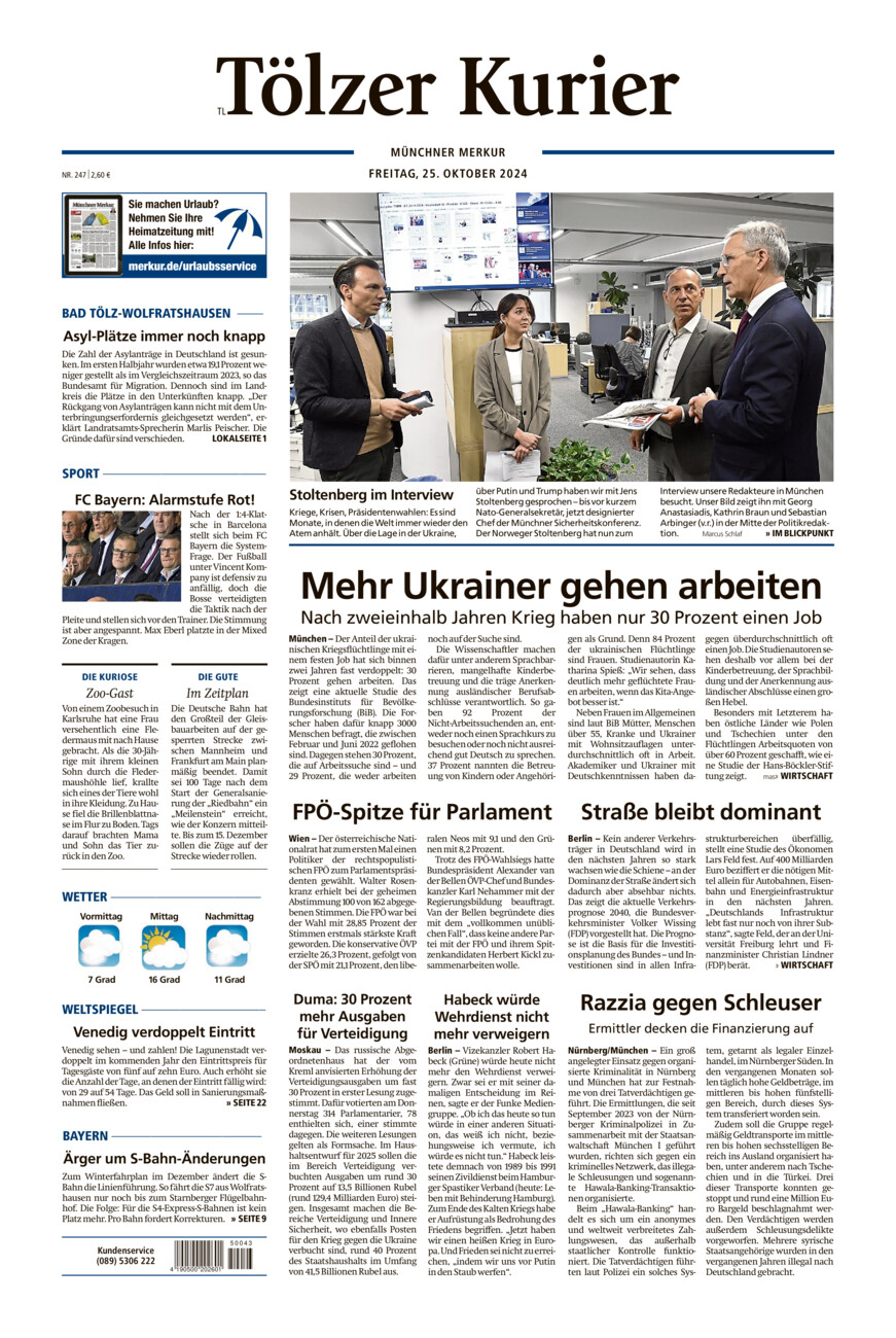 Tölzer Kurier - Loisachtal (TL) vom Freitag, 25.10.2024