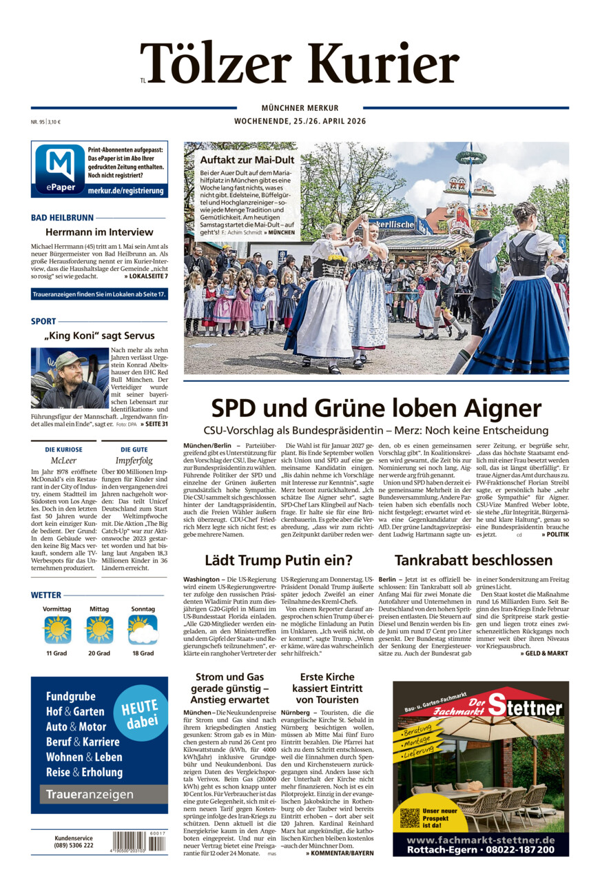 Tölzer Kurier - Loisachtal (TL) vom Samstag, 25.04.2026
