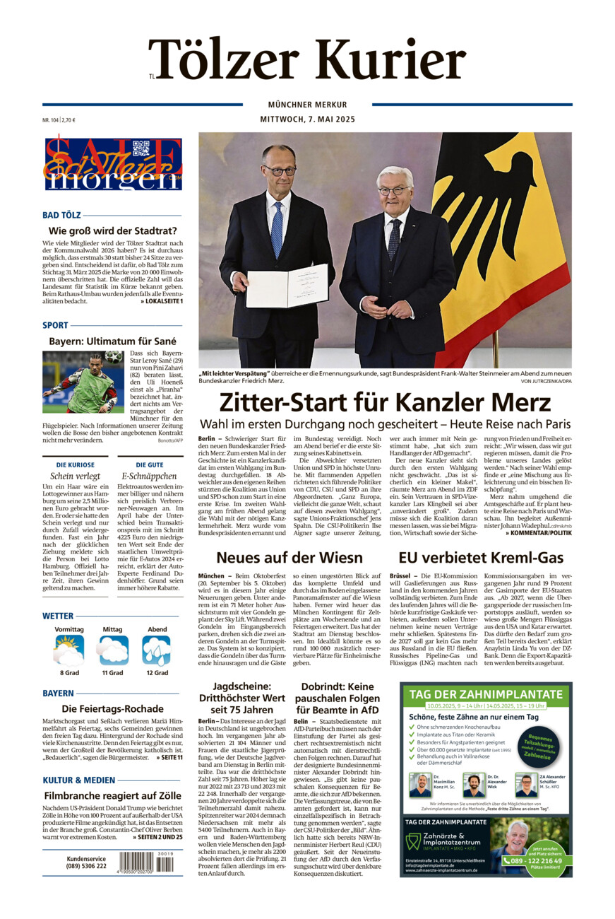 Tölzer Kurier - Loisachtal (TL) vom Mittwoch, 07.05.2025