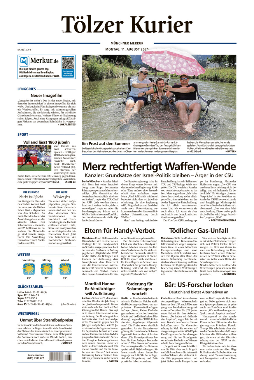Tölzer Kurier - Loisachtal (TL) vom Montag, 11.08.2025