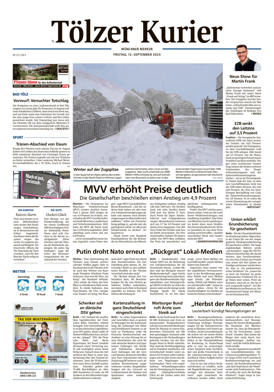 Tölzer Kurier - Loisachtal (TL) vom Freitag, 13.09.2024