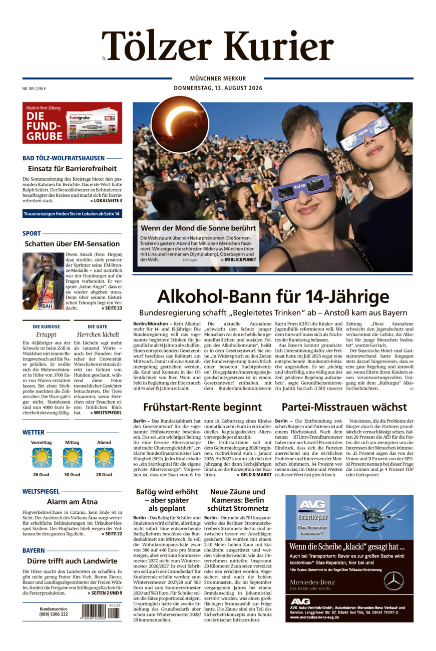 Tölzer Kurier - Loisachtal (TL) vom Donnerstag, 13.08.2026