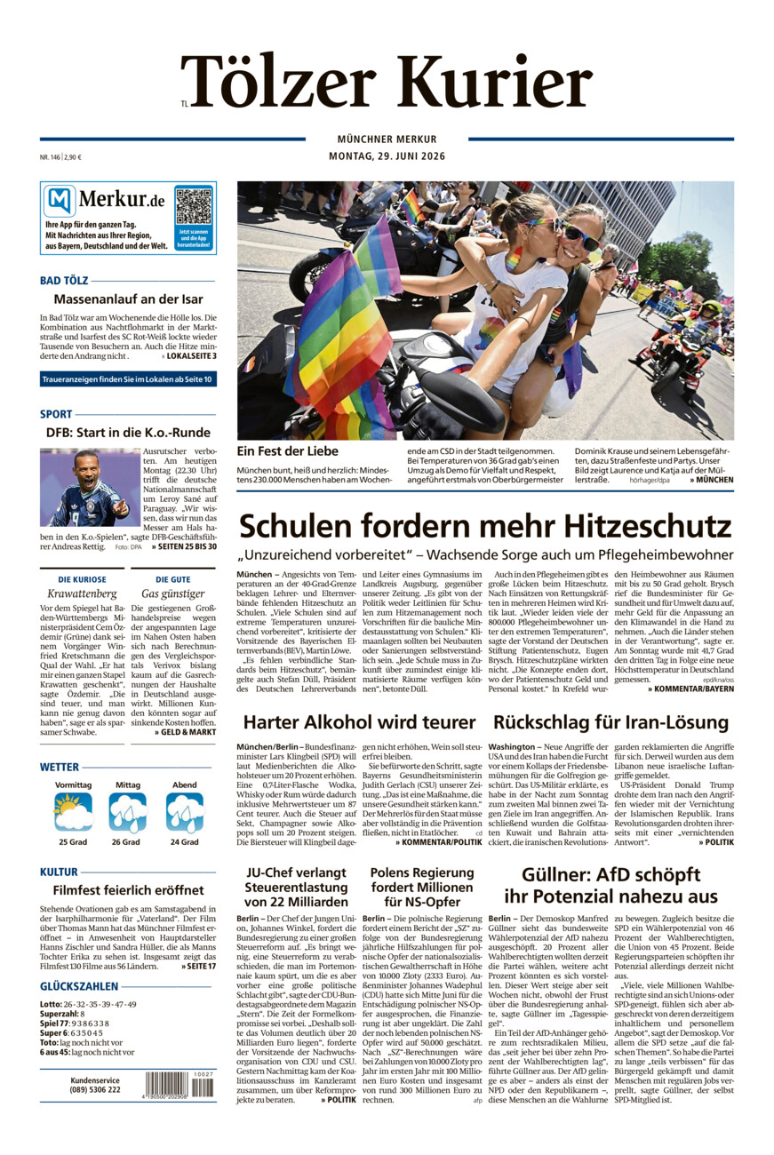 Tölzer Kurier - Loisachtal (TL) vom Montag, 29.06.2026