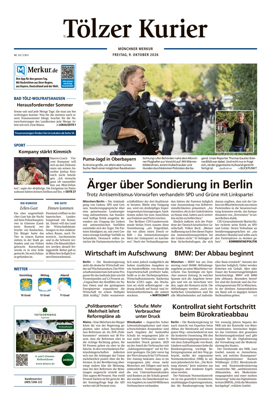 Tölzer Kurier - Loisachtal (TL) vom Freitag, 09.10.2026