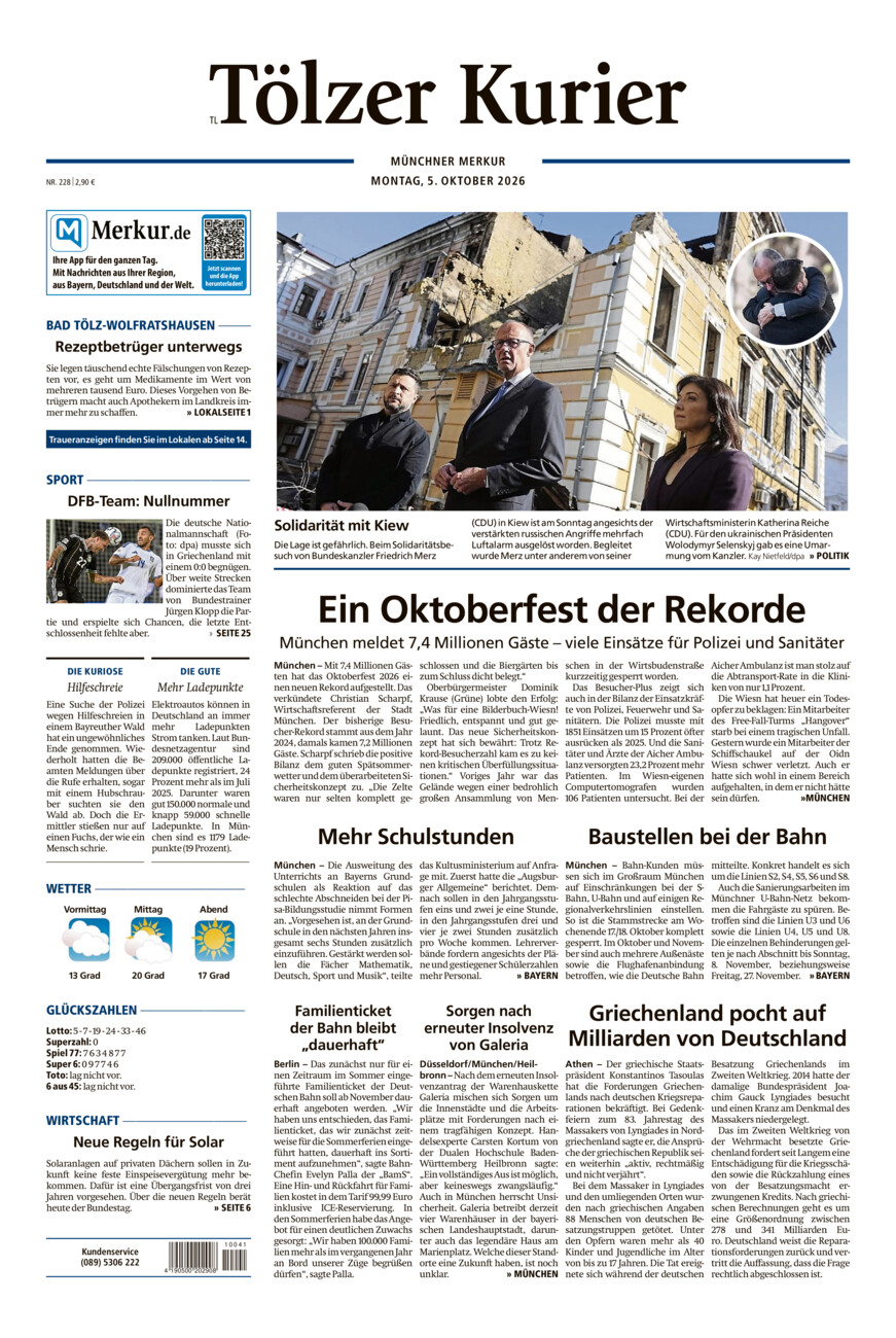 Tölzer Kurier - Loisachtal (TL) vom Montag, 05.10.2026